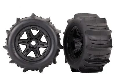 Traxxas 8674 Paddle Tires On Black 3.8  Wheels E-Revo • $54.95