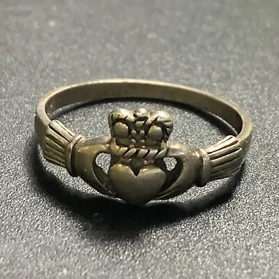 Vintage Sterling Silver Claddagh Ring Size 10 9.75 See Pics Heart In Hands Crown • $18