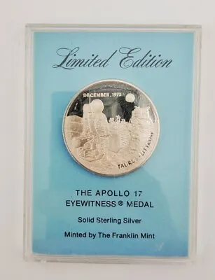 $24.95 • Buy Apollo 17 Sterling Silver Eyewitness Medal Limited Edition Franklin Mint .925