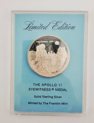 $24.95 • Buy Apollo 17 Sterling Silver Eyewitness Medal Limited Edition Franklin Mint .925