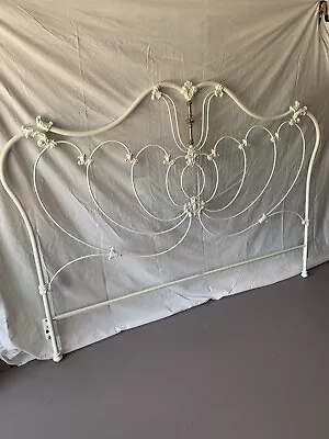 Vintage White Iron Headboard King Made In USA Howard Elliot Designs • $125