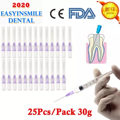 25Pcs Dental Needle End-Closed Side Hole Tip Endodontic Syringes Irrigation 30g • $11.61