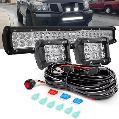 20 Inch LED Light Bar Combo Spot Flood Truck Offroad + 4  Pods Kit For Jeep SUV • $85.44