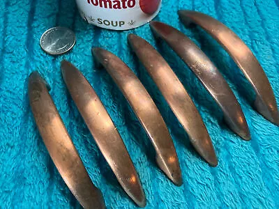 6 Vintage 60s MCM Tapered Streamline Distressed Brass Copper Brass Handle Pulls • $12