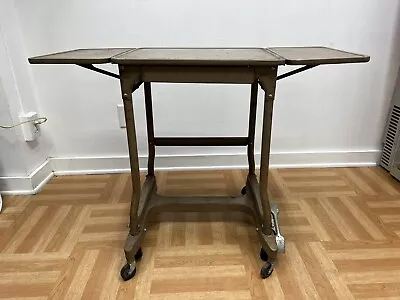 $99.99 • Buy Vintage INDUSTRIAL TYPEWRITER TABLE Drop Leaf Metal Rolling Plant Stand Cart 60s