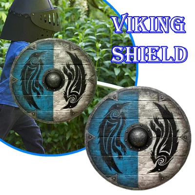 £20.60 • Buy Wooden Shield Viking Medieval Round Weapons Cosplay Retro Home Wall Decoration