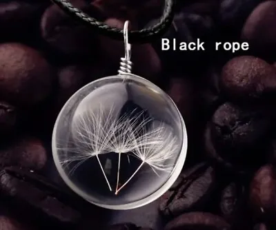 Dandelion Seed Necklace. Black Cord Suspended In Plastic Bubble • £0.99