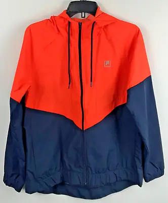 FILA Sport Hooded Jacket ~ Orange Navy Blue ~ Adult L ~ Full Zip Front ~ LWT • $11.41