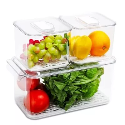 Fridge Storage Containers Produce Saver Stackable Refrigerator Organizer Bins... • $50.98