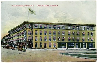 AUBURN NY Osborne House Hotel Thomas Dignum Proprietor New York Postcard 1910 • $4.99