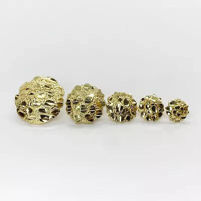 $149 • Buy 10k Solid Gold Nugget Round Circle Stud Earrings Push Back For Men And Women