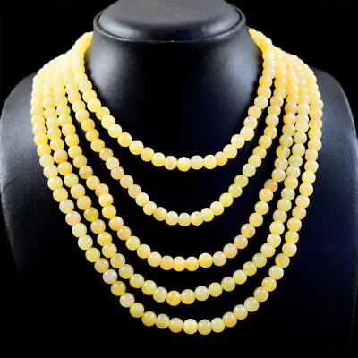 716.00 Cts Natural 5 Lines Yellow Aventurine Round Shape Beads Necklace NK 61E79 • $69