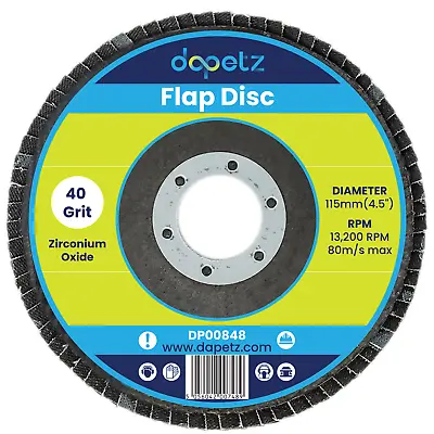 1x Flap Discs 115mm Sanding 40 Grit Grinding Wheels Disc 4.5  Zirconium Oxide • £3.69