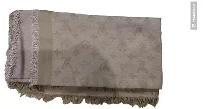 Louis Vuitton Scarf Shawl Stole Light Brown 65% Cashmere 35% Wool Monogram Scarf • £250