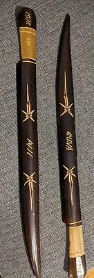 2 Vintage Fijian Wooden Machete Swords Wall Decor Mum & Dad 1976 • $55.30