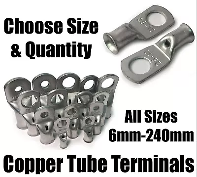 Copper Tube Terminals Battery Welding Cable Lug Ring Crimp Eyelets 6mm² - 240mm² • £2.70