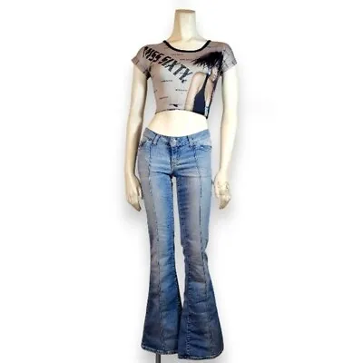 Vintage Y2K Miss Sixty Womens Low Rise Flare Denim Jeans RARE Blue Size 26 • $137.90