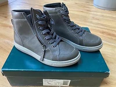 Hotter Rapid II EEE Womens Smokey Grey Leather Ankle Boots Size 5.5 New With Box • £30