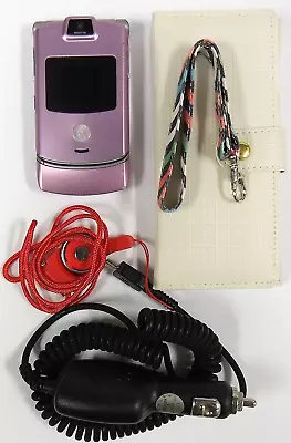 Motorola RAZR V3m - Pink And Silver ( Sprint ) Very Rare Flip Phone - Bundled • $101.99