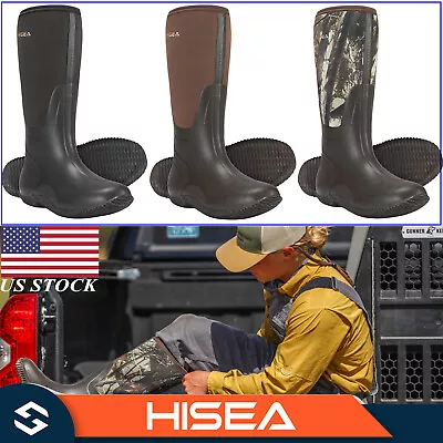 HISEA Men Boots Outdoor Waterproof Insulated Neoprene Rubber Rain Mud Work Boots • $61.99