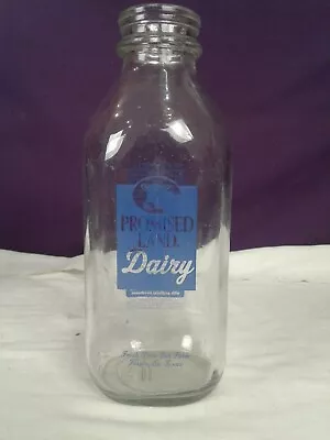 Nice Promised Land Dairy Floresville Texas Glass Quart Milk Bottle Blue Letters • $8.75