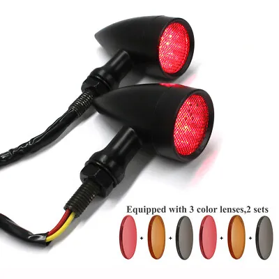 Motorcycle Bullet LED Running Turn Signals Red Light Cafe Racer Custom Universal • $21.32