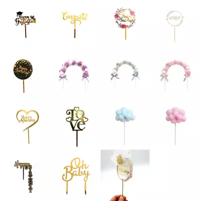 $2.20 • Buy 1Pc Happy Birthday Cake Topper LOVE Baby Cake Topper Arch Hair Ball Cake Topper 