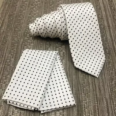 Polka Dots Skinny Slim 2.75  Neck Tie And Pocket Square Hankie Set Formal Prom • $11.88