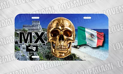 Mexico Gold Skull Cancun Mexican Aztec Maya License Plate Auto Car Tag FREE SHIP • $16.99