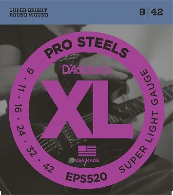 D'Addario EPS520 Pro Steel Electric Guitar Strings 9-42 Super Light  • $8.74