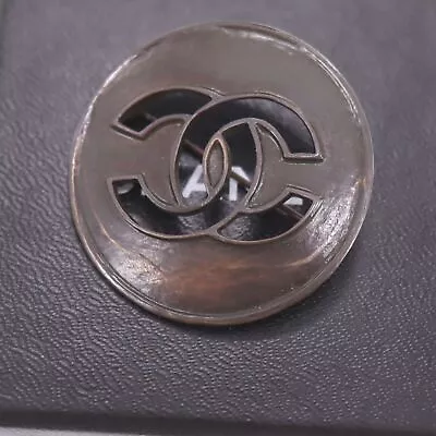 CHANEL CC Logos Circle Used Pin Brooch Dark Brown 98A France Vintage #CD873 M • $496.27