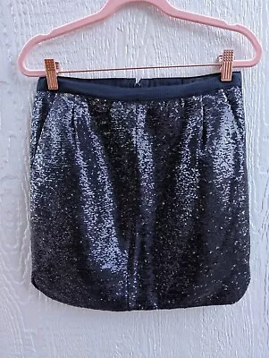 J. Crew Navy Blue Sequin Mini Skirt With Pockets Size 00 • $19.50