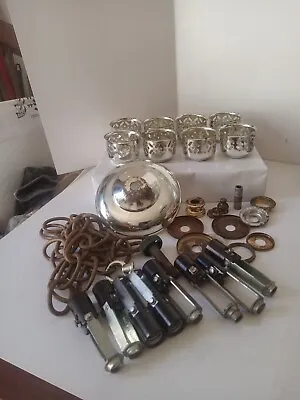 Vtg Chandelier Parts Connectors And Metal Cups And Chain • $28