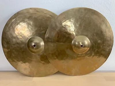 ZILDJIAN K Constantinople Turkish 14.5  Hi-Hat Crash Cymbals Pair 1910s Stamp #1 • $890