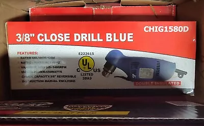 ELECTRIC DRILL NEW 3/8  ANGLE CLOSE QUARTERS  KEYED CHUCK Power Tool 110 VAC • $42