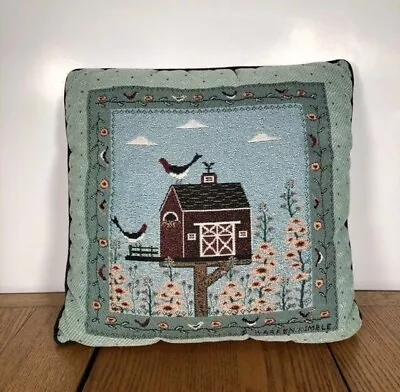 USA Made Warren Kimble Barn Birdhouses 17  X 17  Tapestry Throw Pillow • $18