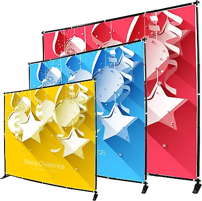 8X8Ft Telescopic Banner Stand Step And Repeat Adjustable Backdrop Wall Exhibitor • $81.99