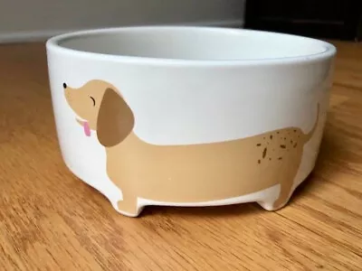 Dachshund Dog Bowl - Medium With Pedestal Feet - Ceramic • $15