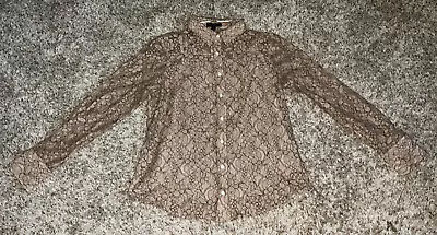 J Crew Lace Blouse Womens Size 6 Button Up With Camisole Tan Nude Top NWT • $27.88