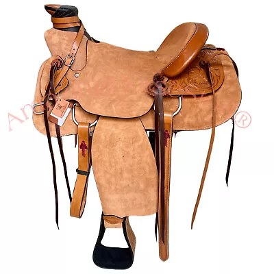 Premium Rough-Out Leather Western Wade Saddle | 14  To 18  | DHL Ships 3-5 Days • $379