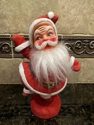 Vintage Red Velvet Flocked Dancing Santa Claus Figurine 9  Tall  • $24.99