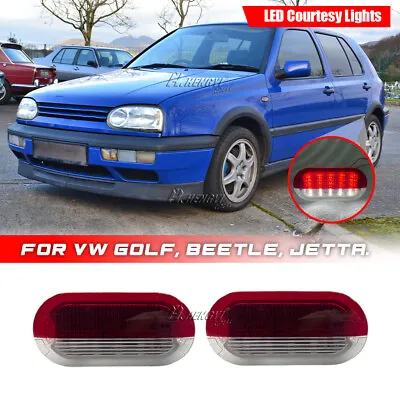 2PCS LED Red+Clear Lens Door Courtesy Warning Lights For VW MK3 MK4 Beetle • $14.36