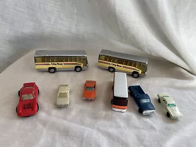 Lot Of Vintage Plastic Toy Cars City Bus Porsche Turbo 930 Cake Topper • $10.80