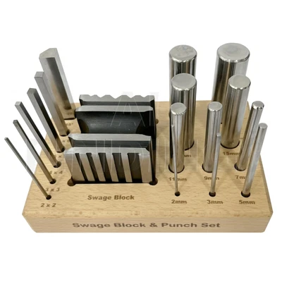 £38.99 • Buy Swage Block & Punch Set 17pcs Steel Dapping Shaping Forming Craft 16 Punches
