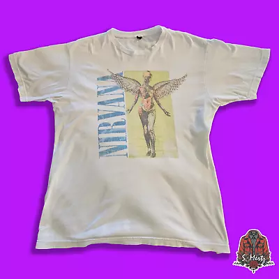 Vintage 90s Nirvana Mens T Shirt In Utero Kurt Cobain Size L • $17.99