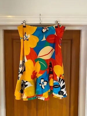 £45 • Buy Ralph Lauren Quirky Vivid 100% Silk Tropical Frilled Skirt Size UK 14