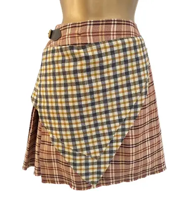 Jack Sheppard Turtle Kilt Skirt Size 8 Tartan Wool Check Brown New With Tags • $50.52