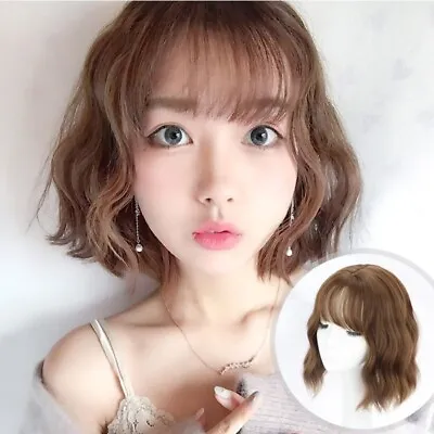 Fluffy Cosplay Lolita Wigs Brown Bob Wigs Short Curly Wig Medium Length Wig • £11.42