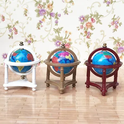 $5.89 • Buy 1:12 Dollhouse Miniature Rolling World Globe With Wooden Stand Furniture Accesso