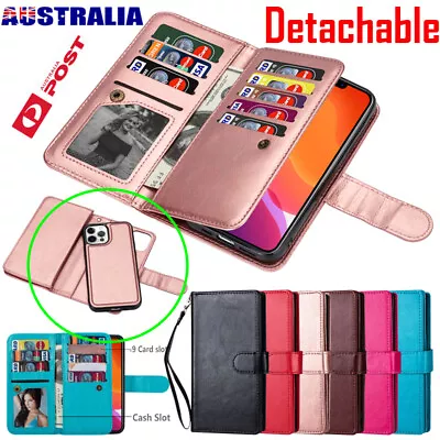 $16.89 • Buy For IPhone 15 14 13 12 Pro Max XS Magnetic Leather Removable Wallet Case Cover